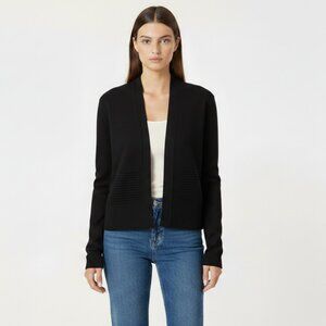 89th & Madison Women's S S/P Black Open Front Cardigan Sweater Lightweight Knit